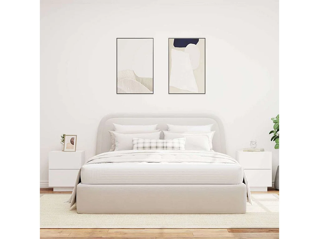 Nachttische mit LED-Leuchten 2er Set | Beistelltisch Weiß Holzwerkstoff SHL23656