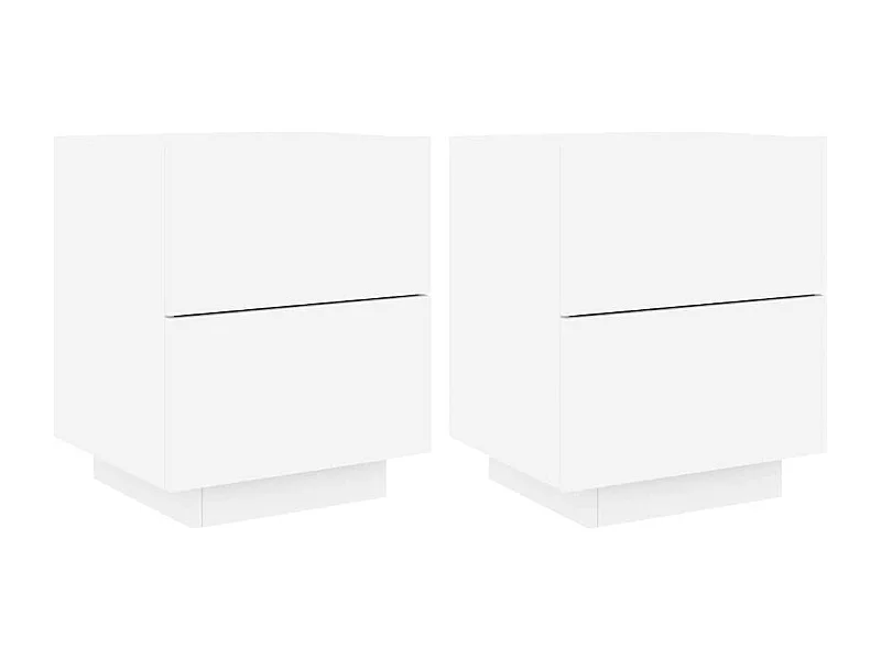 Nachttische mit LED-Leuchten 2er Set | Beistelltisch Weiß Holzwerkstoff SHL23656