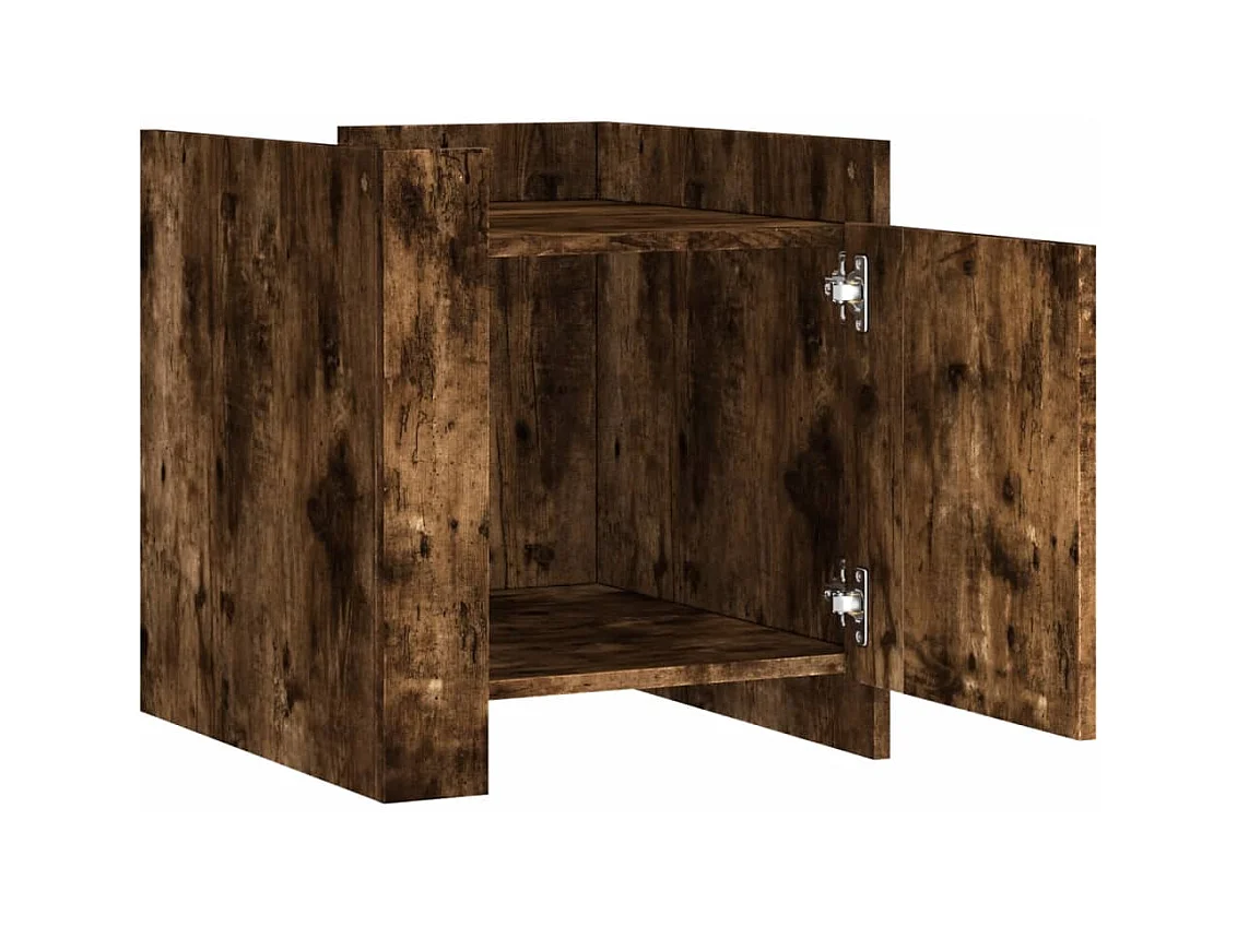 Table de chevet Étroite-Table d'appoint-Table de nuit chêne fumé 45x50x50 cm bois d'ingénierie