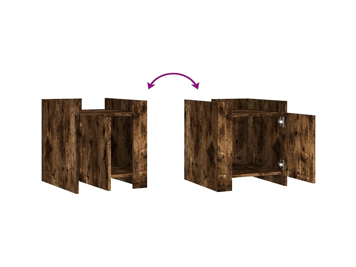 Table de chevet Étroite-Table d'appoint-Table de nuit chêne fumé 45x50x50 cm bois d'ingénierie