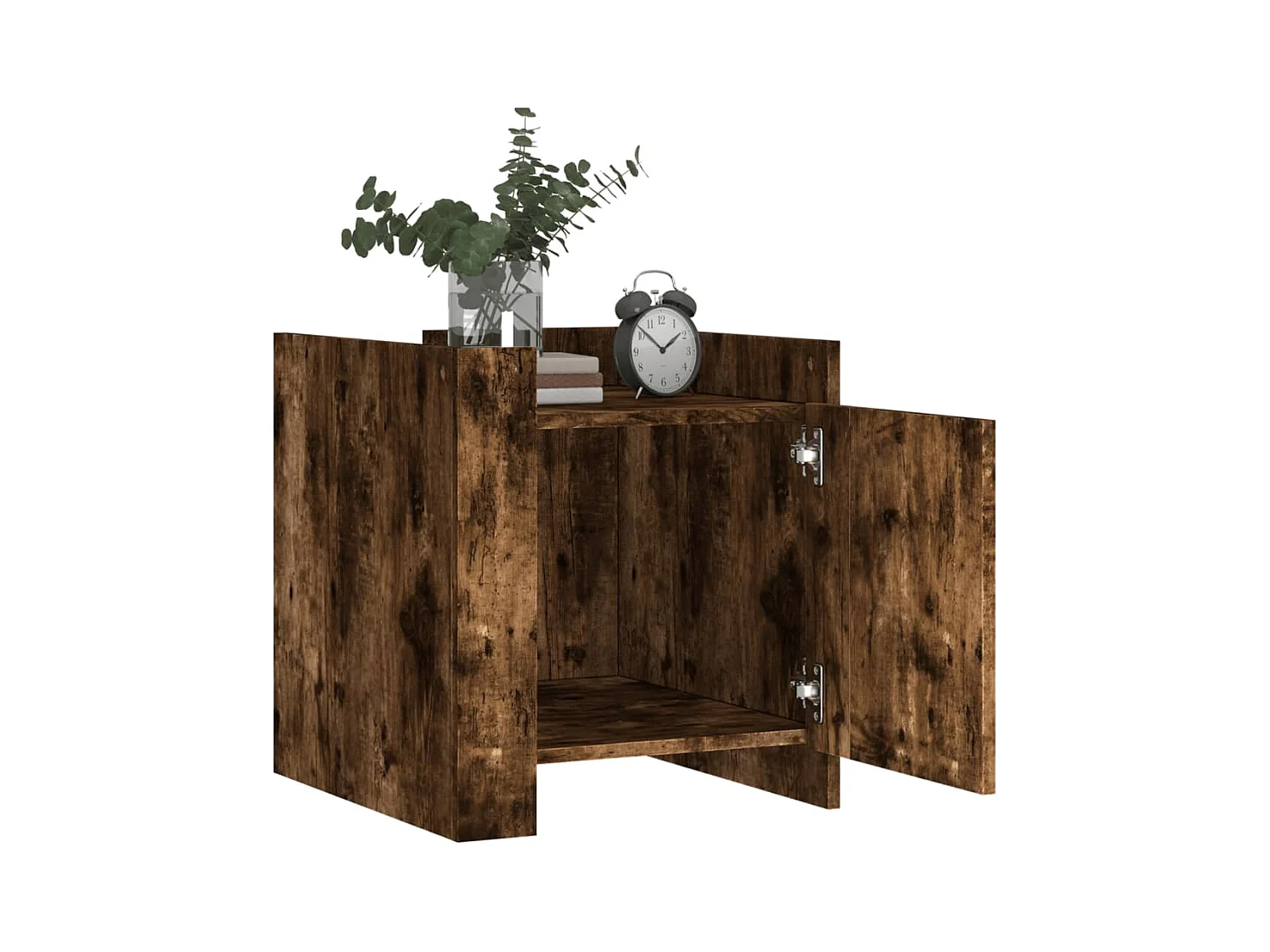 Mesita de noche | Mesilla de noche madera de ingeniería roble ahumado 45x50x50 cm