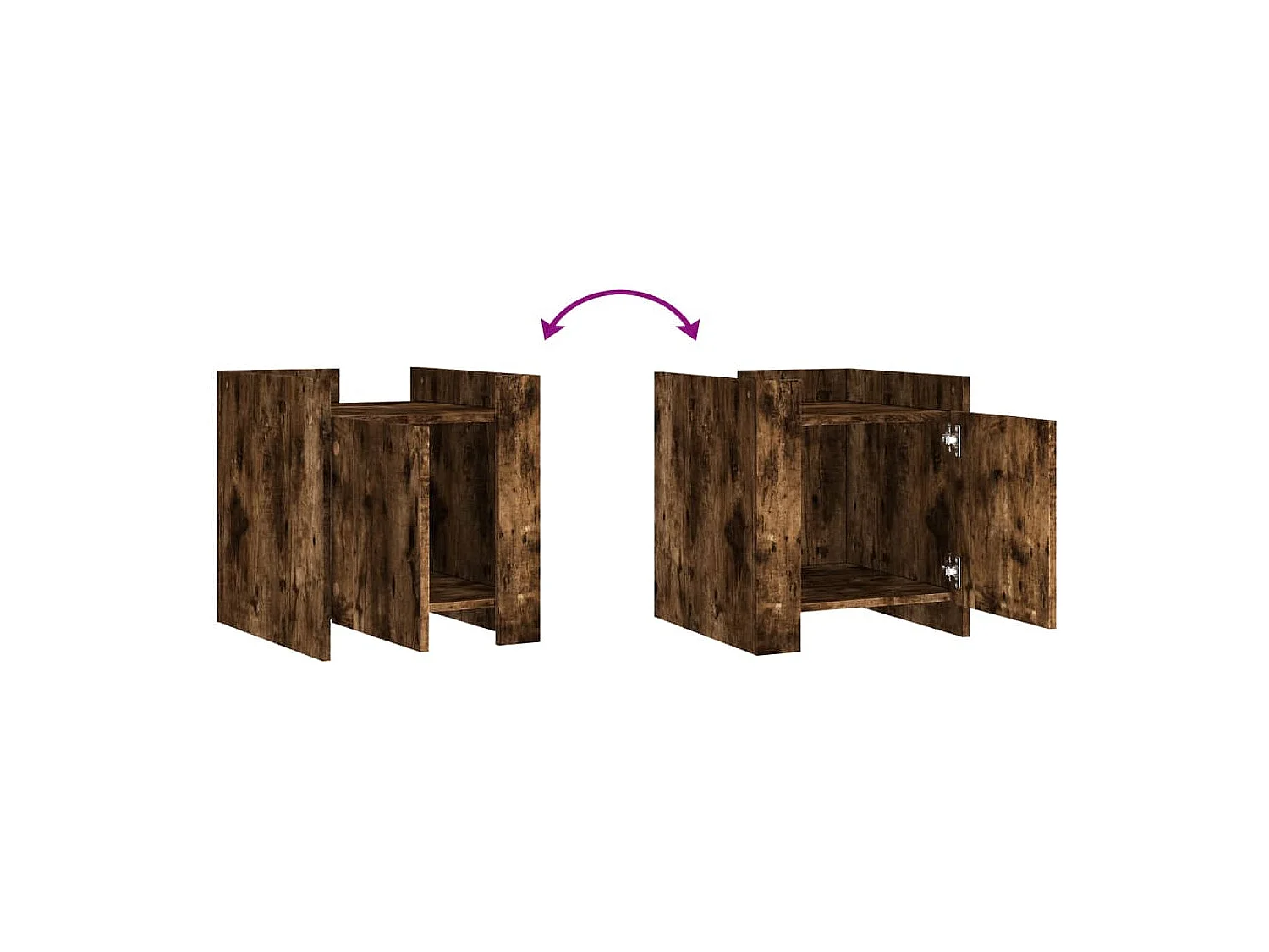 Nachttisch-Beistelltisch-Nachtschrank Räuchereiche 45x50x50 cm Holzwerkstoff SHL18715