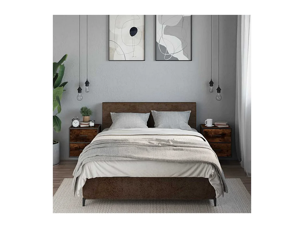 Mesitas de noche | Mesilla de noche pared 2 uds color roble ahumado 40x31x39,5 cm