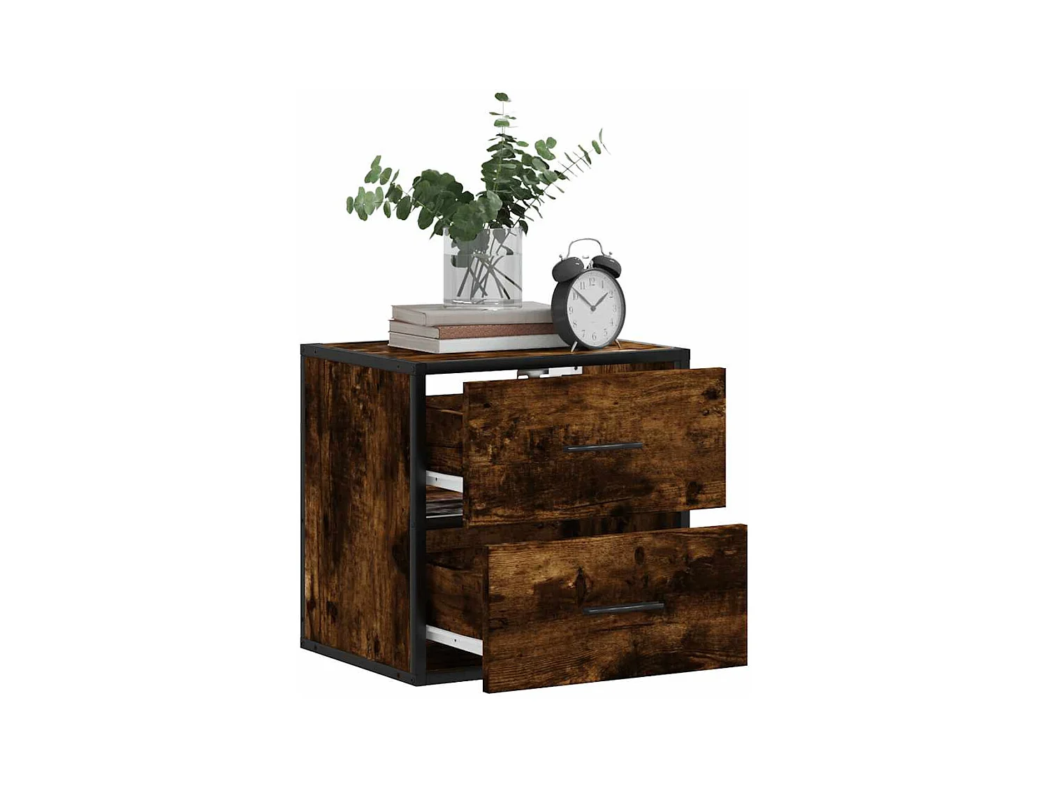 Mesitas de noche | Mesilla de noche pared 2 uds color roble ahumado 40x31x39,5 cm