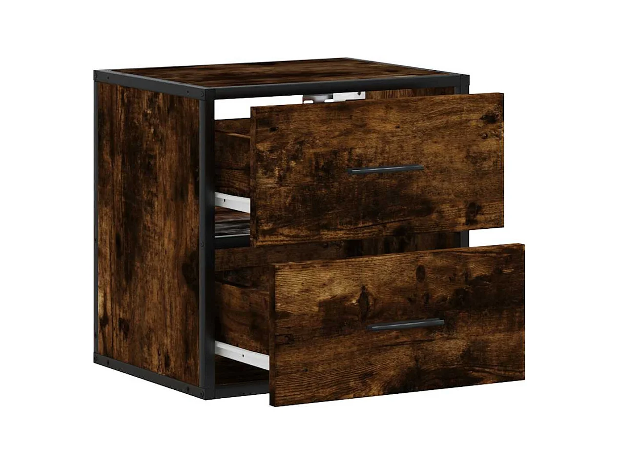Mesitas de noche | Mesilla de noche pared 2 uds color roble ahumado 40x31x39,5 cm