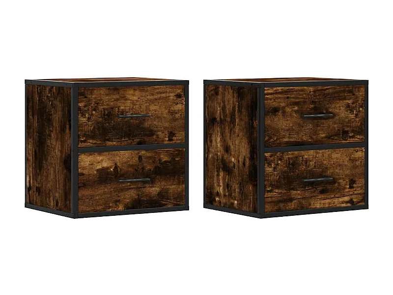 Tables de chevet suspendue Lot de 2 avec rangement Chêne fumé 40x31x39,5 cm