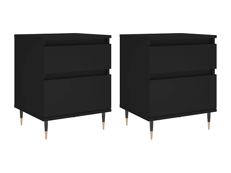 Mesitas de noche | Mesilla de noche 2 uds madera de ingeniería negro 40x35x50 cm