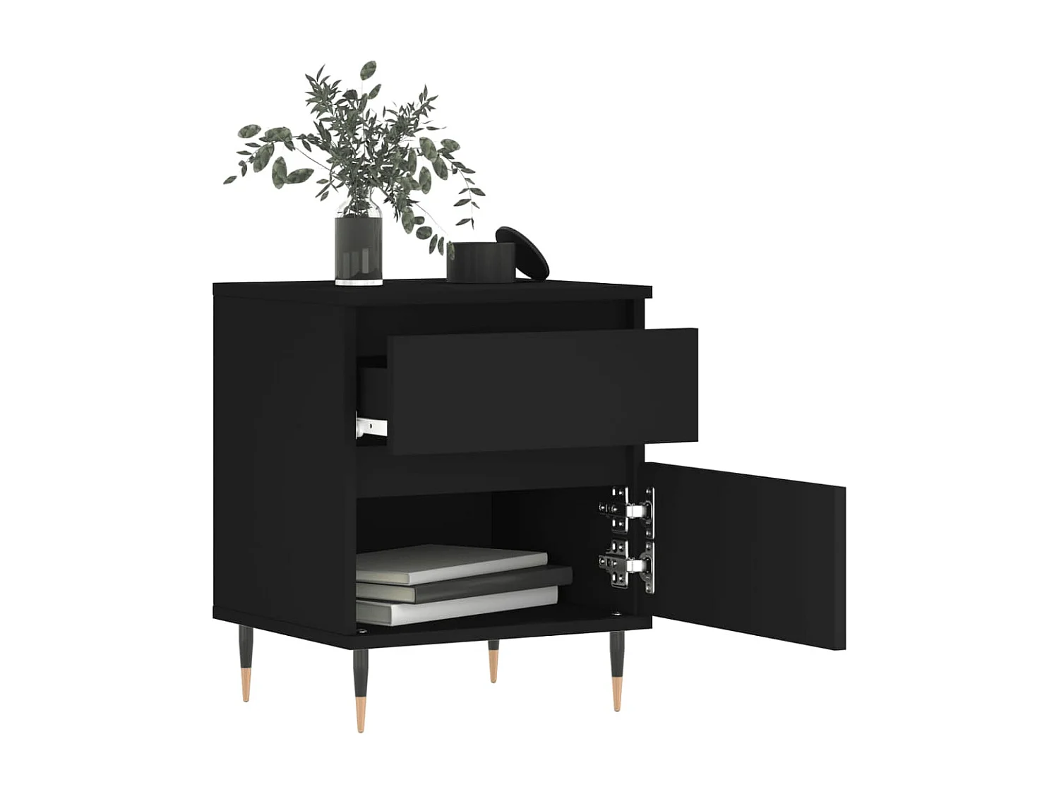 Nachttisch 2er Set-Beistelltisch-Nachttischkommode Schwarz 40x35x50 cm Holzwerkstoff SHL37876