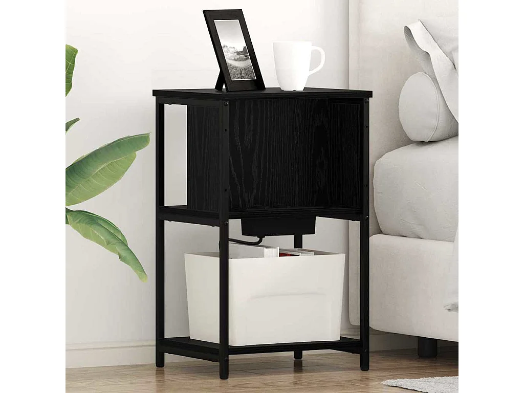 Mesita de Noche | Armario de Noche | Mesa auxiliar Roble negro 38x31x61 cm