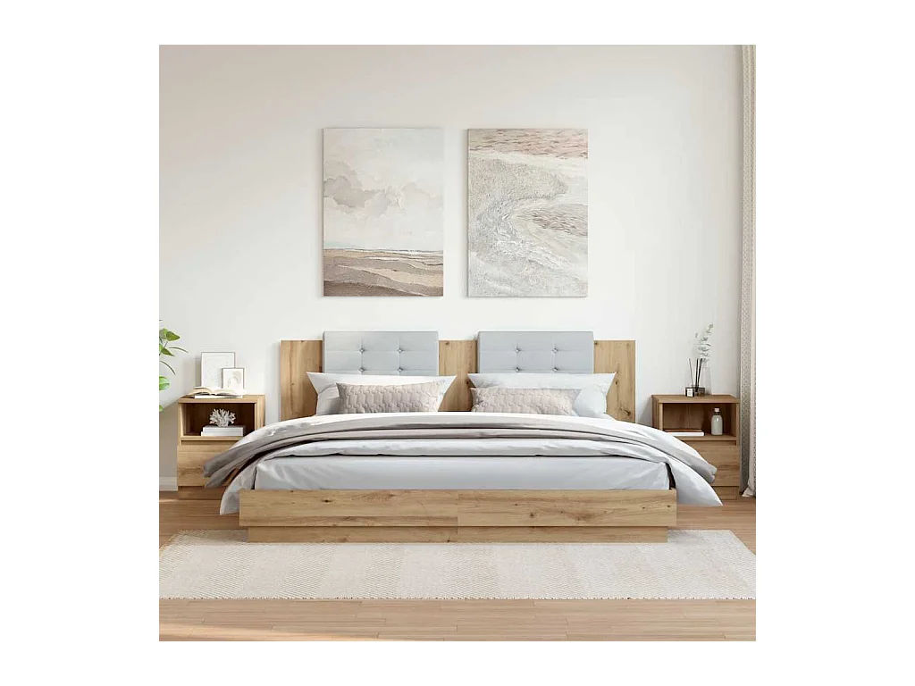 Mesitas de noche | Mesilla de noche 2 uds madera ingeniería roble artisan 40x40x50 cm