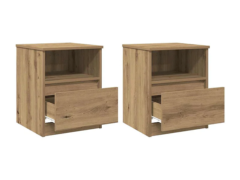 Tables de chevet lot de 2 avec rangement chêne artisanal 40x40x50 cm bois ingénierie