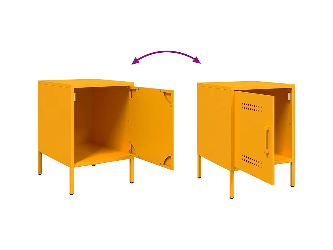 Mesitas de noche | Mesilla de noche 2 uds acero amarillo mostaza 36x39x50,5 cm