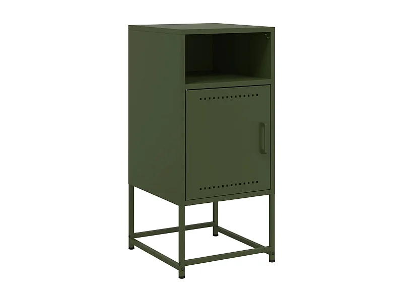 Table de chevet Étroite-Table d'appoint-Table de nuit vert olive 36x39x78 cm acier