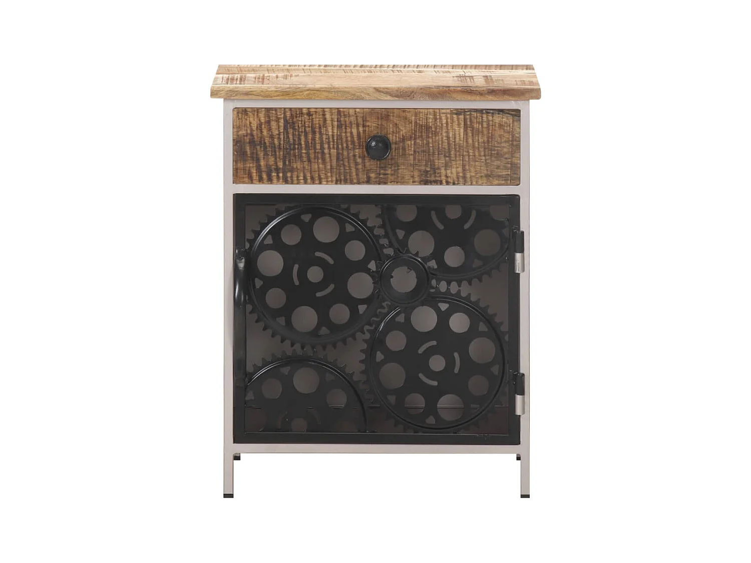 Mesita de noche | Mesilla de noche de madera de mango rugosa 40x30x50 cm