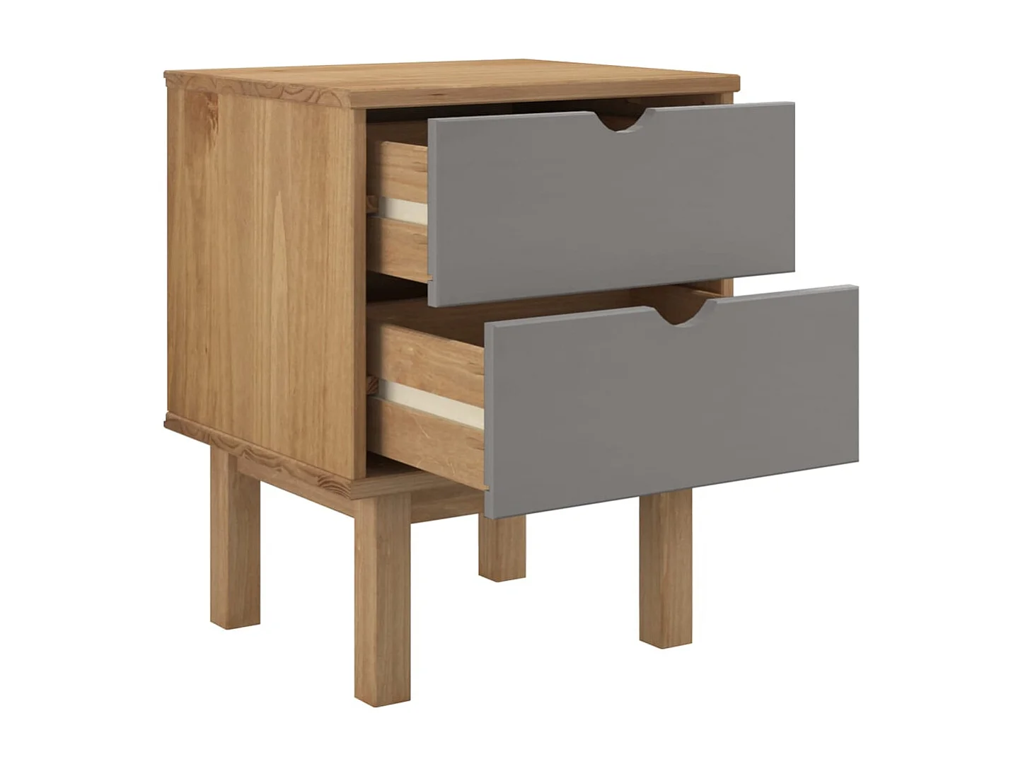 Nachtkastje | Bijzettafel Modern | Opbergkastje OTTA 45x39x57 cm grenenhout bruin en grijs