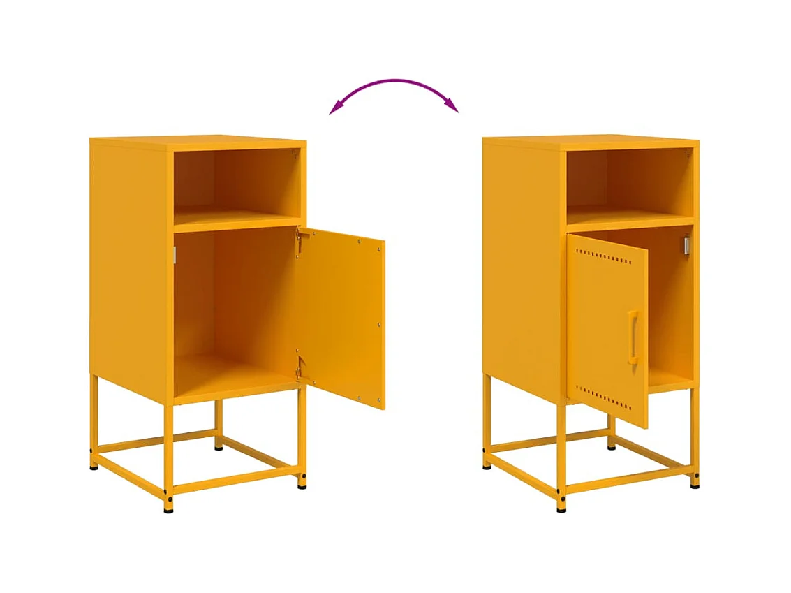 Mesitas de noche | Mesilla de noche 2 uds acero amarillo mostaza 36x39x78 cm