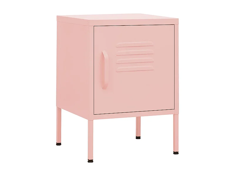 Mesa de Cabeceira | Criado-mudo Moderno 2 peças 35x35x51 cm aço rosa
