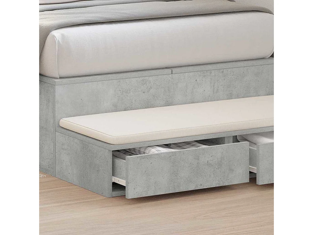 Bedlades | Opbergkastje met lade Betongrijs 90 x 36,5 x 16,5 cm Bewerkt hout