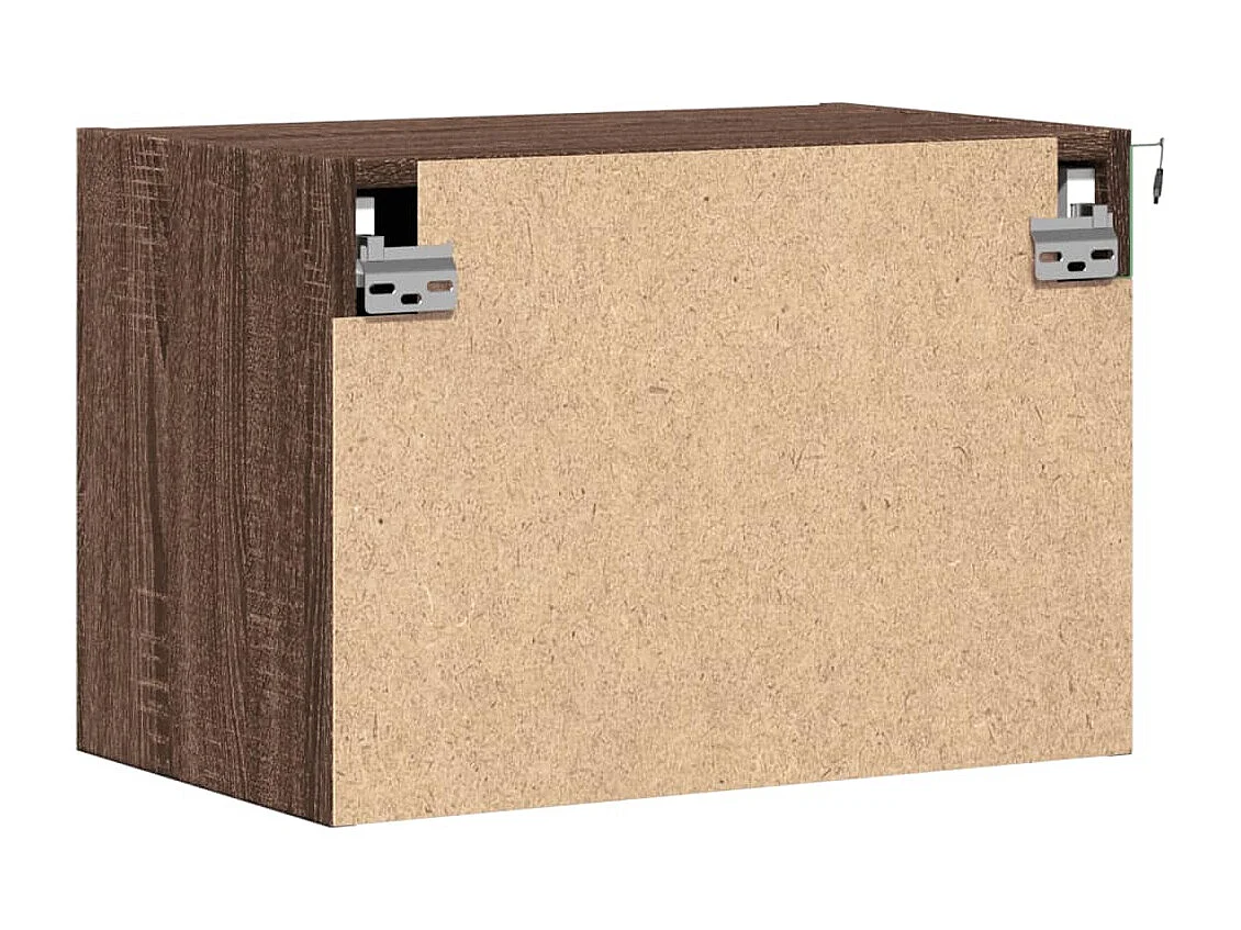 Nachttisch hängend 2er Set mit LED-Leuchten | Wand-Nachttische Braun Eichen-Optik SHL24756