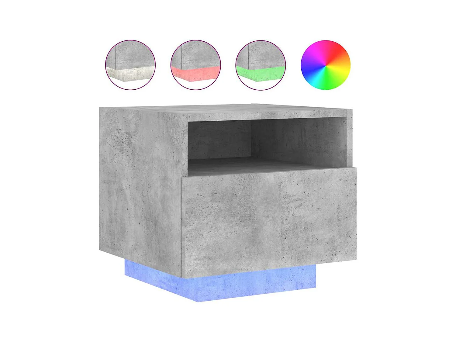 Mesitas de noche | Mesilla de noche con luces LED 2 uds gris hormigón 40x39x37 cm