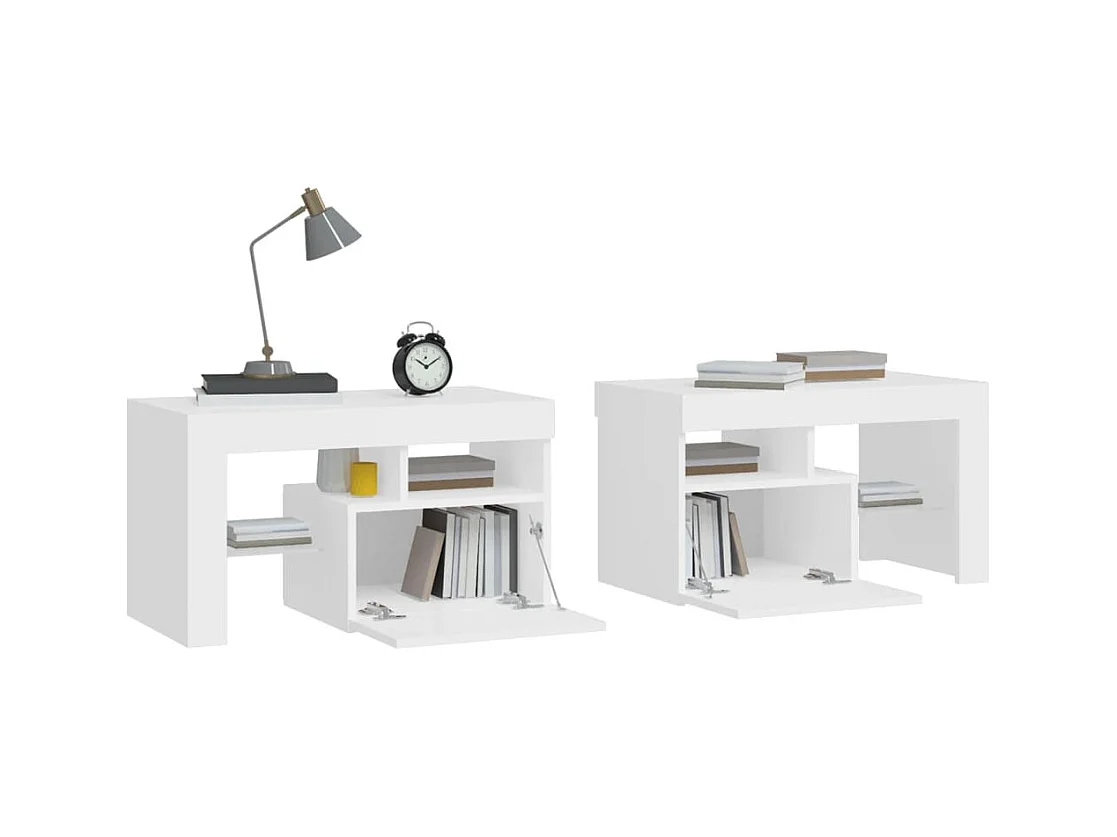 Mesitas de noche | Mesilla de noche con luces LED 2 uds blancas 70x36,5x40cm