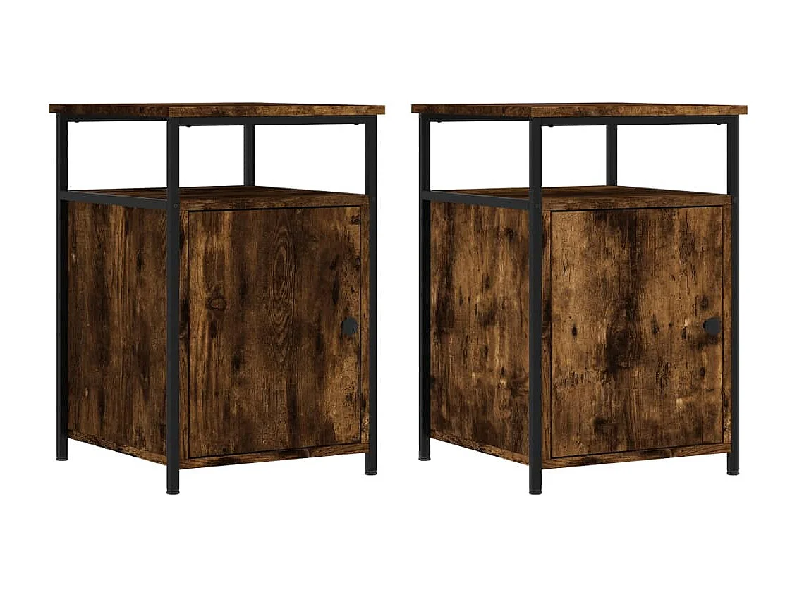Mesitas de noche | Mesilla de noche 2 uds madera contrachapada roble humo 40x42x60 cm