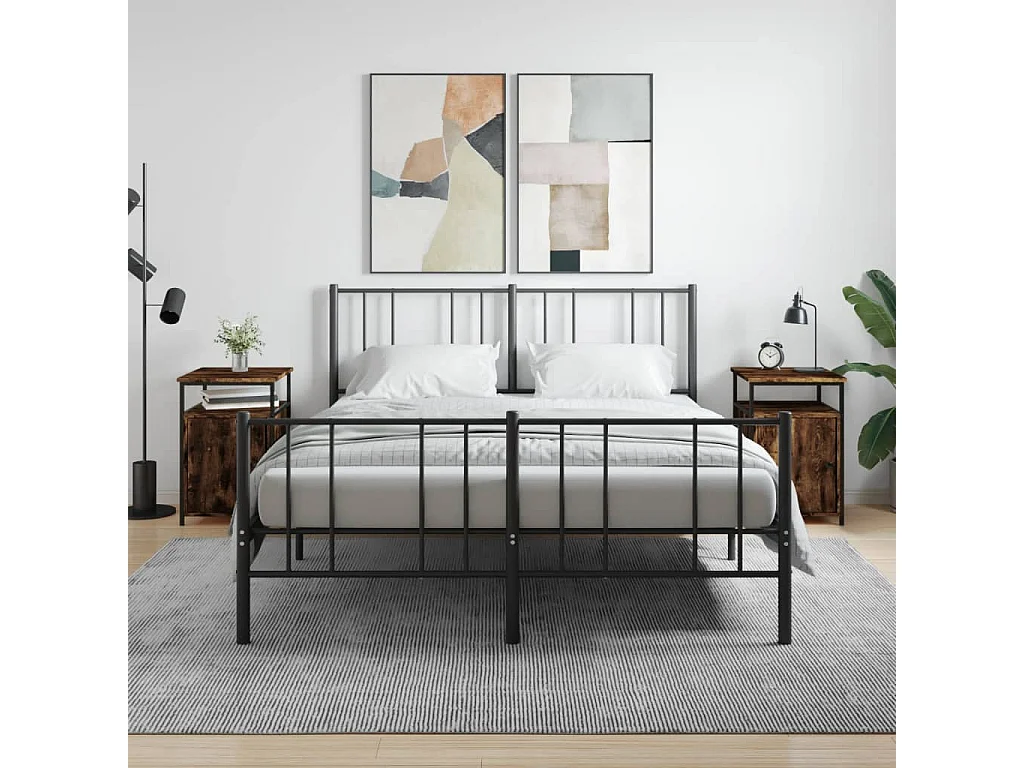 Mesitas de noche | Mesilla de noche 2 uds madera contrachapada roble humo 40x42x60 cm