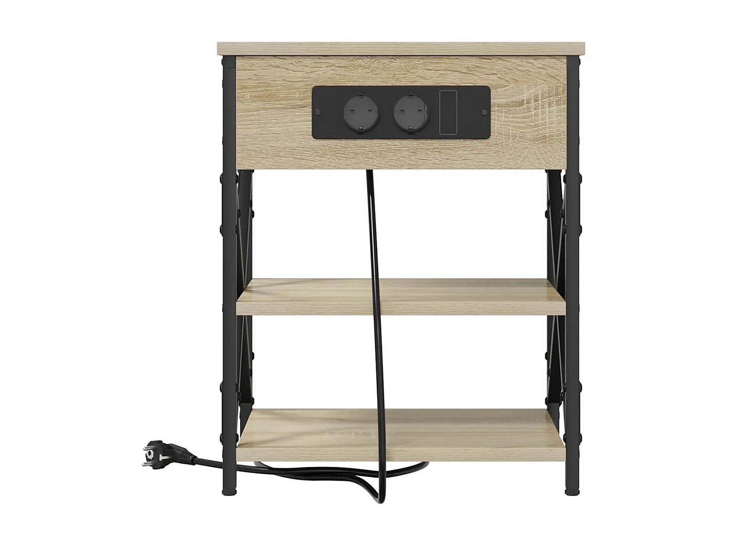 Table de nuit avec station de chargement 2 pcs Chêne sonoma
