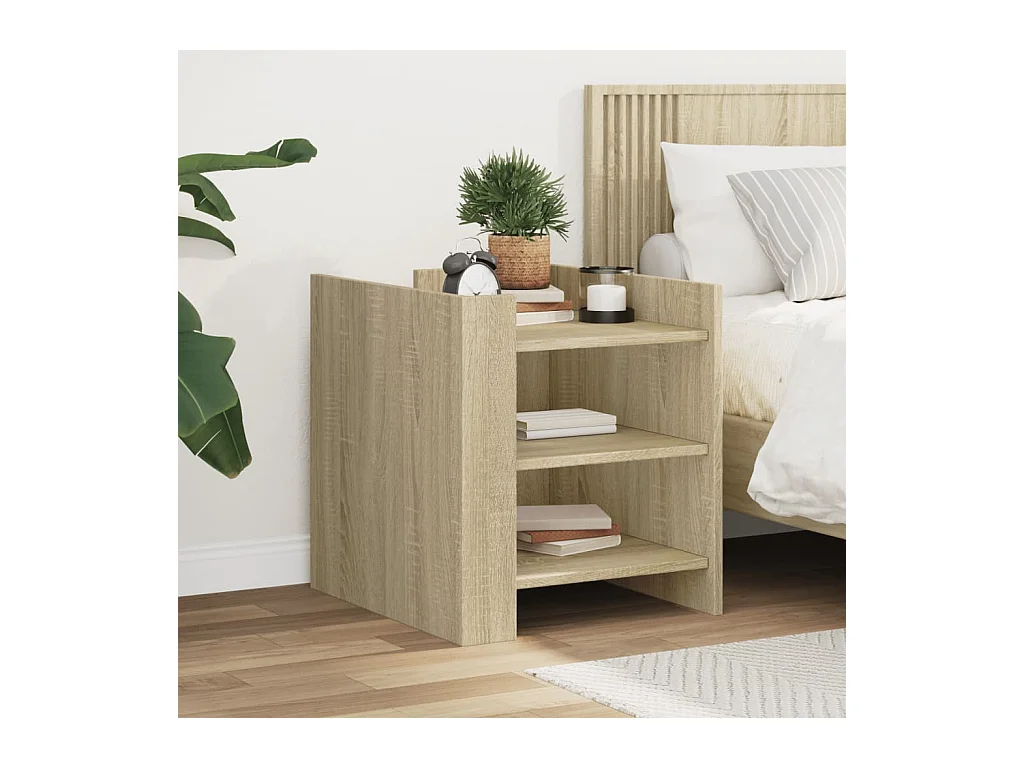 Table de chevet-Table d'appoint Compartiments ouverts chêne sonoma 45x50x50 cm bois d’ingénierie