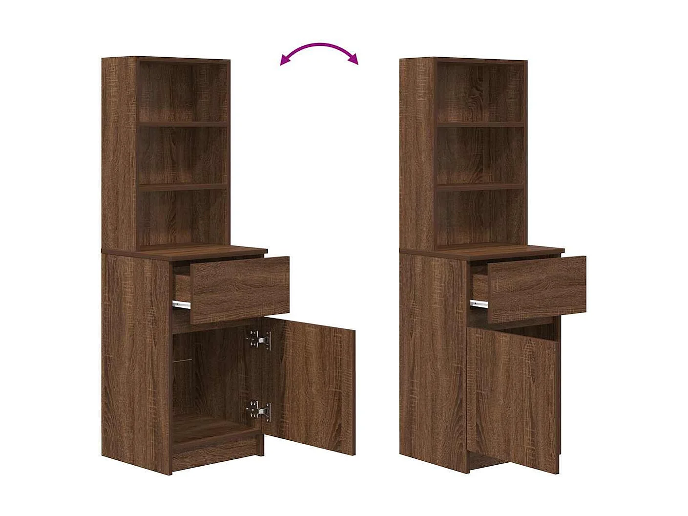 Mesilla de noche | Mesita de noche roble marrón 39x35x125 cm madera de ingeniería