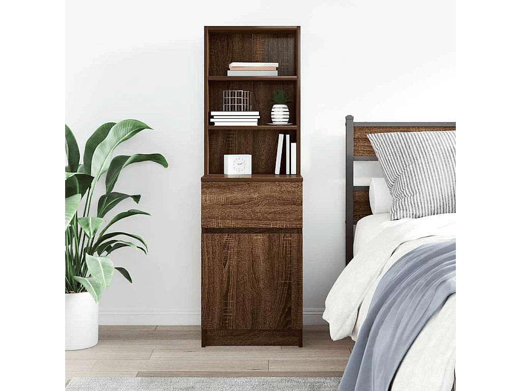 Nachttisch-Beistelltisch Braun Eichen-Optik 39x35x125 cm Holzwerkstoff SHL61604