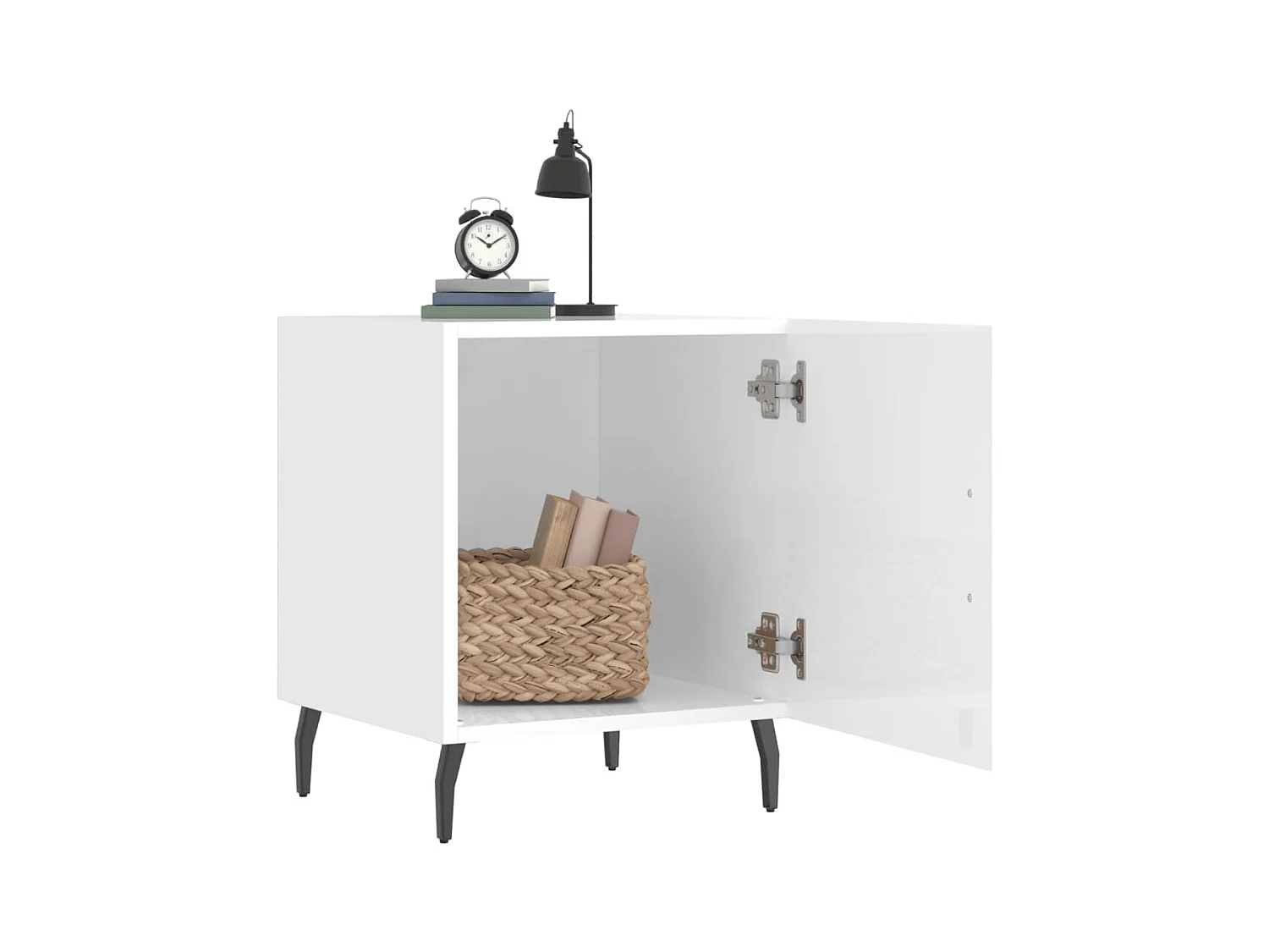 Lot de 2 Tables de chevet avec rangement blanc brillant 40x40x50 cm