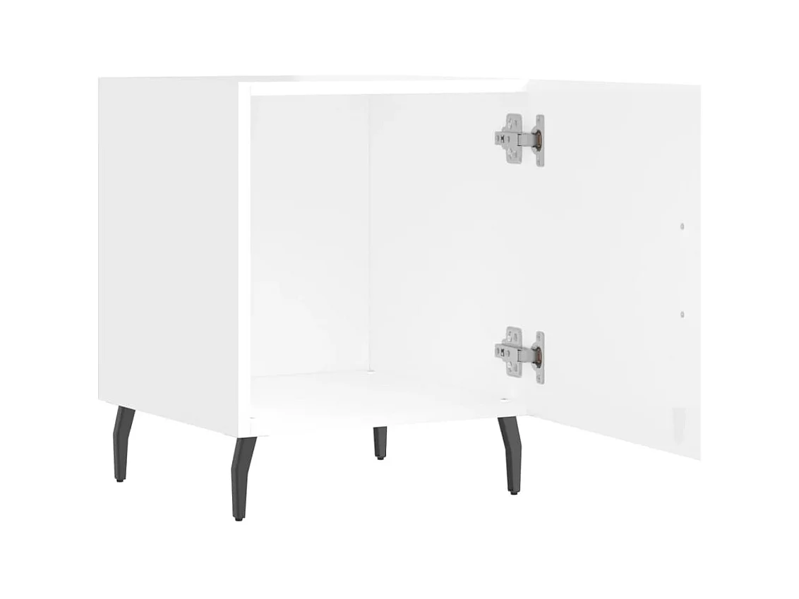 Lot de 2 Tables de chevet avec rangement blanc brillant 40x40x50 cm