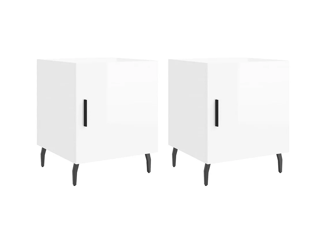 Mesitas de noche | Mesilla de noche 2 uds madera ingeniería blanco brillo 40x40x50 cm