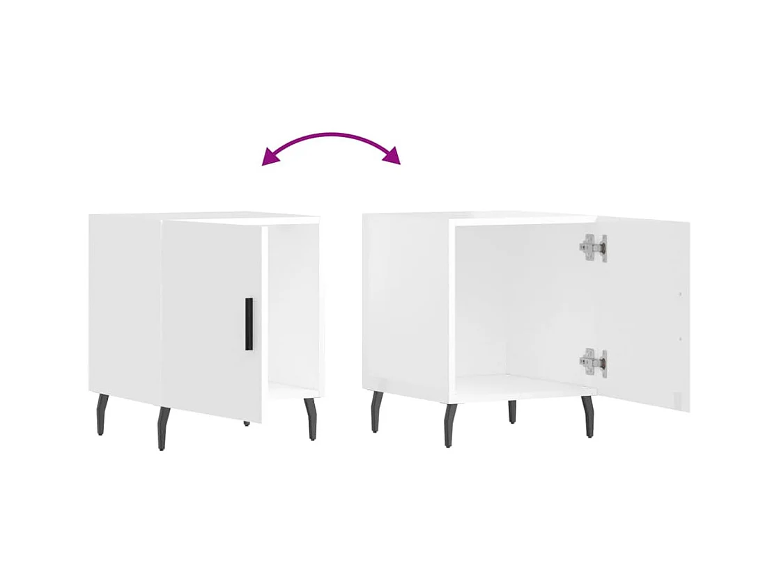 Mesitas de noche | Mesilla de noche 2 uds madera ingeniería blanco brillo 40x40x50 cm
