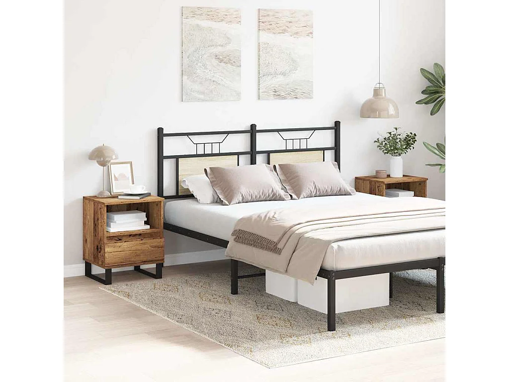 Nachttisch 2er Set-Beistelltisch-Nachttischkommode Altholz-Optik 40x35x50 cm Holzwerkstoff SHL77330