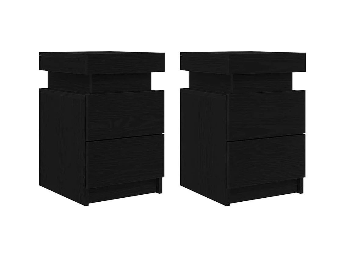 Mesita de Noche | Mesa auxiliar con cajón 2 uds. Roble negro 35x39x55 cm