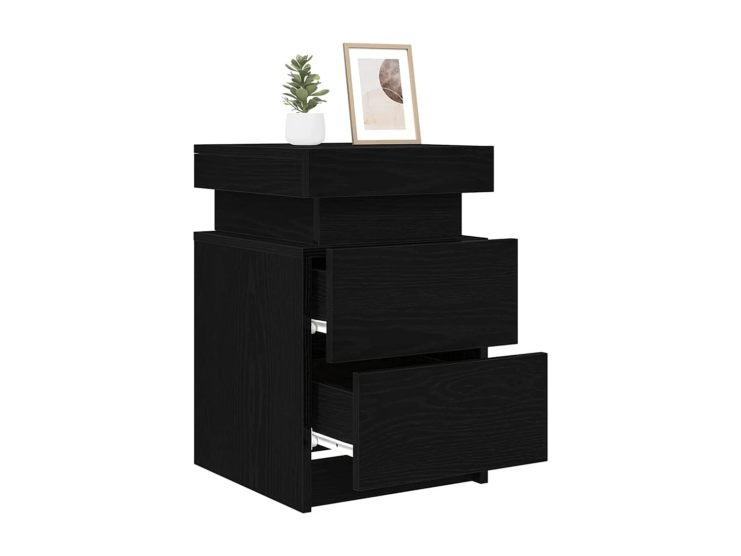 Mesita de Noche | Mesa auxiliar con cajón 2 uds. Roble negro 35x39x55 cm