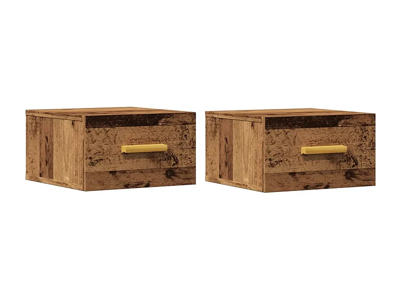 Mesitas de noche | Mesilla de noche de pared 2 uds madera envejecida 35x35x20 cm