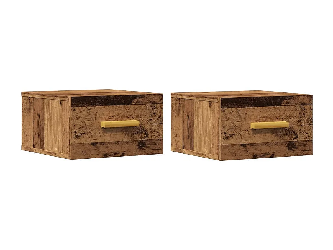 Nachtkastje wandgemonteerd | Zwevend Nachtkastje Set van 2 35x35x20 cm oud houtkleurig