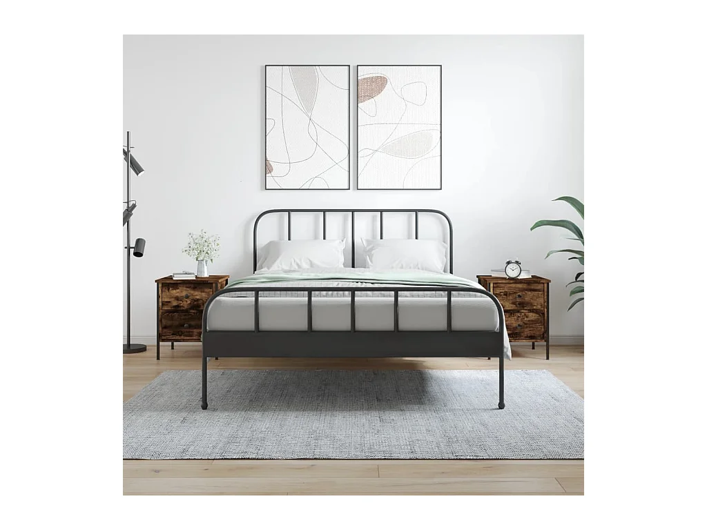 Mesitas de noche | Mesilla de noche 2 uds madera ingeniería roble ahumado 40x42x50 cm