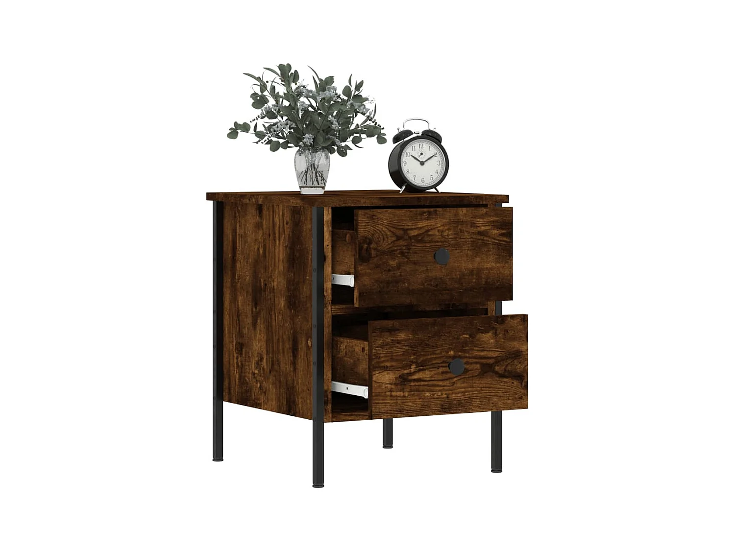 Mesitas de noche | Mesilla de noche 2 uds madera ingeniería roble ahumado 40x42x50 cm