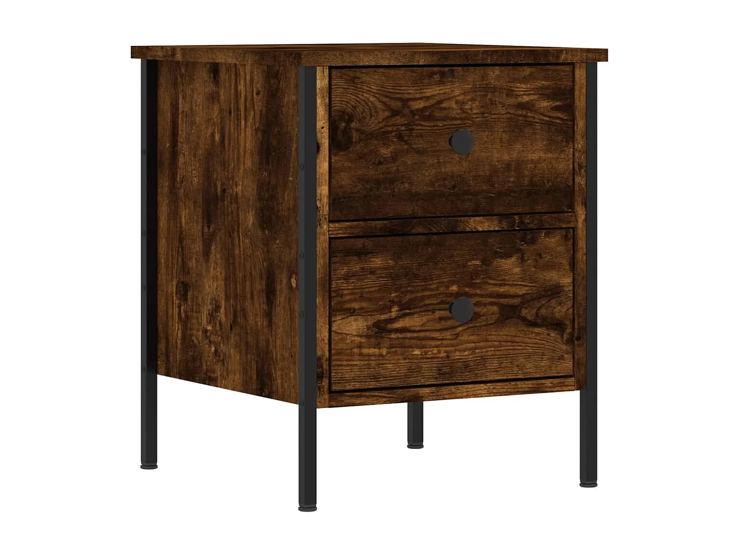 Nachttisch 2er Set-Beistelltisch-Nachttischkommode Räuchereiche 40x42x50 cm Holzwerkstoff SHL70393