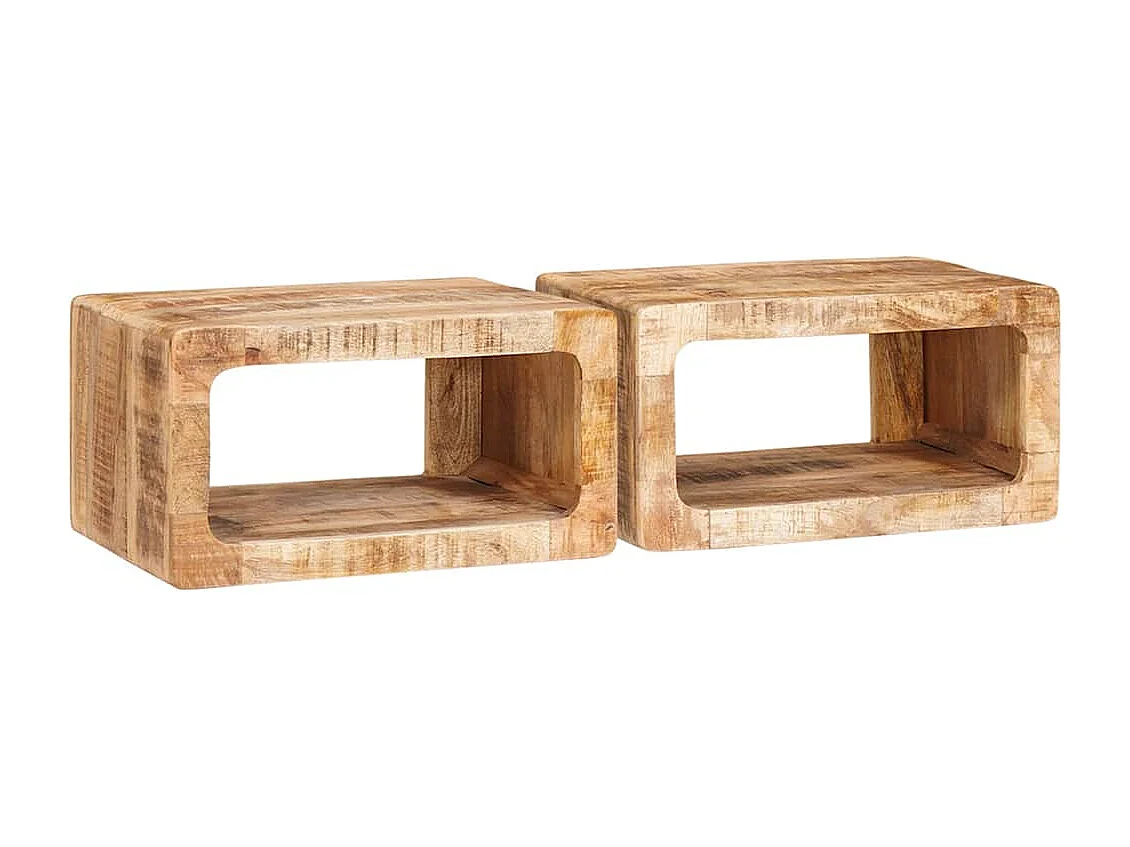 Comodino 2 pz | Tavolino da notte Marrone 45x30x24 cm Legno di mango massello SHL7146