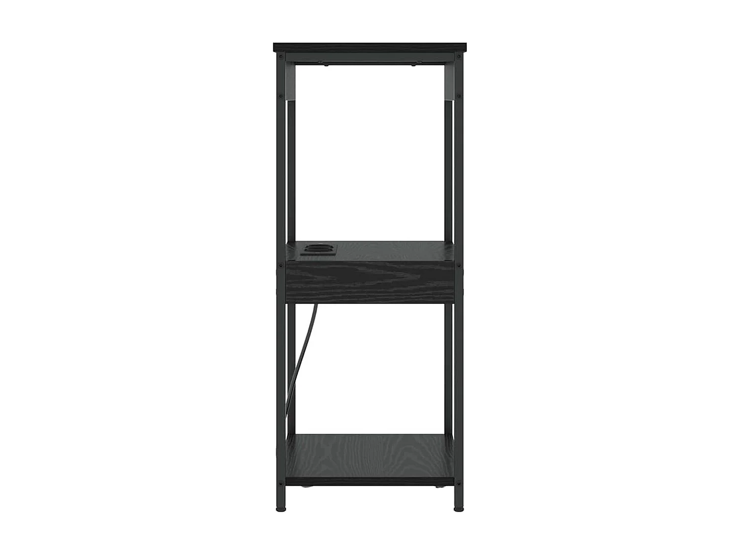 Mesita de Noche | Mesa auxiliar con Estación de Carga con estante Roble negro