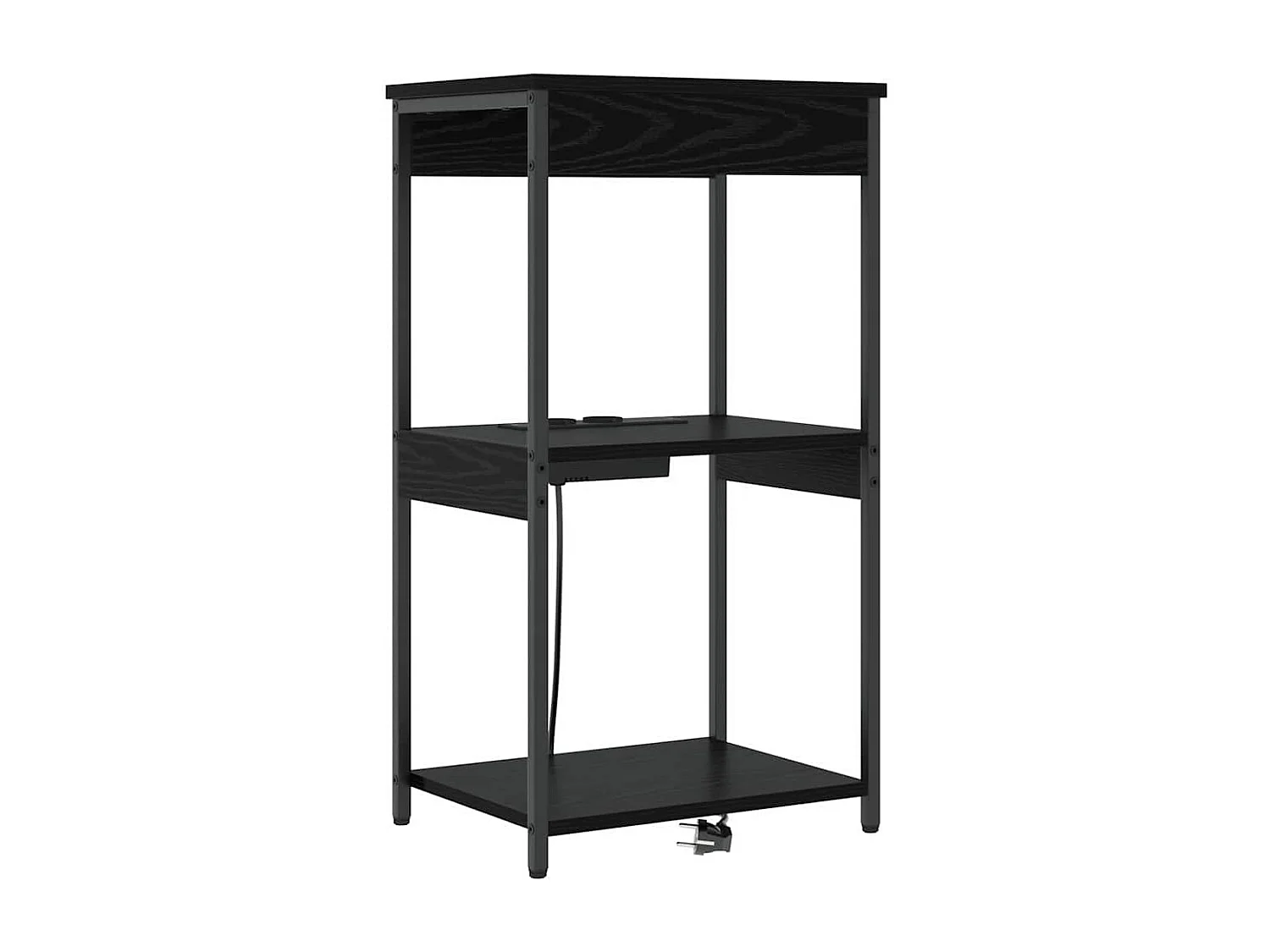 Mesa de Cabeceira | Armário Lateral com Estação de Carregamento Carvalho preto