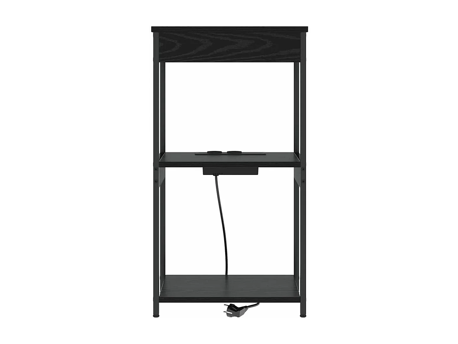 Mesa de Cabeceira | Armário Lateral com Estação de Carregamento Carvalho preto