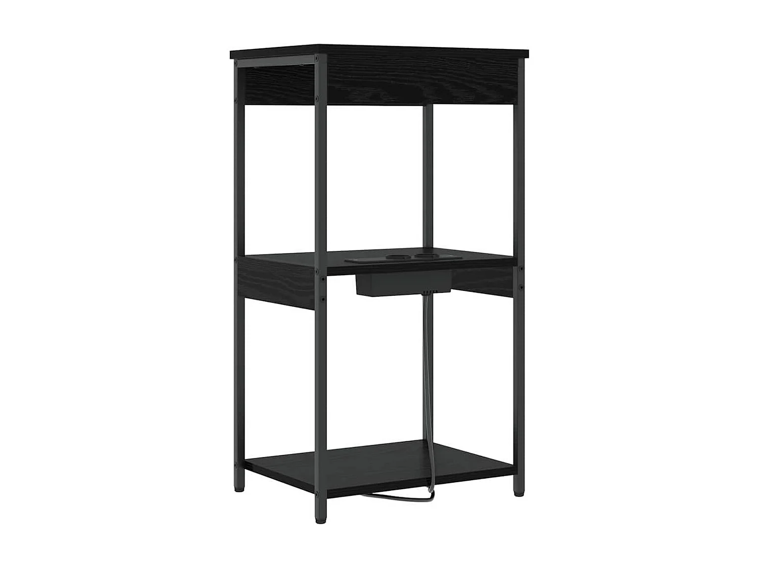 Mesa de Cabeceira | Armário Lateral com Estação de Carregamento Carvalho preto