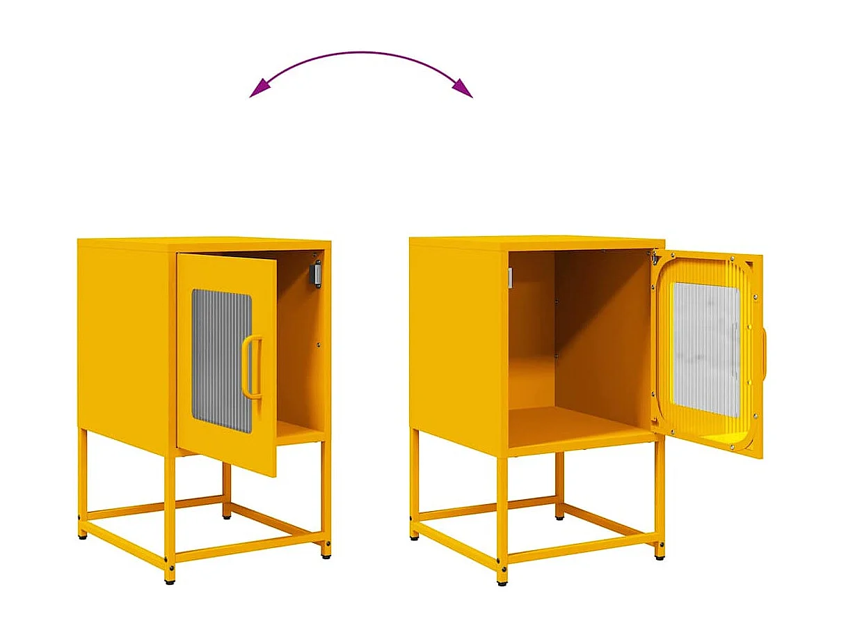 Mesita de noche | Mesilla de noche acero laminado en frío amarillo 36x39x60,5 cm