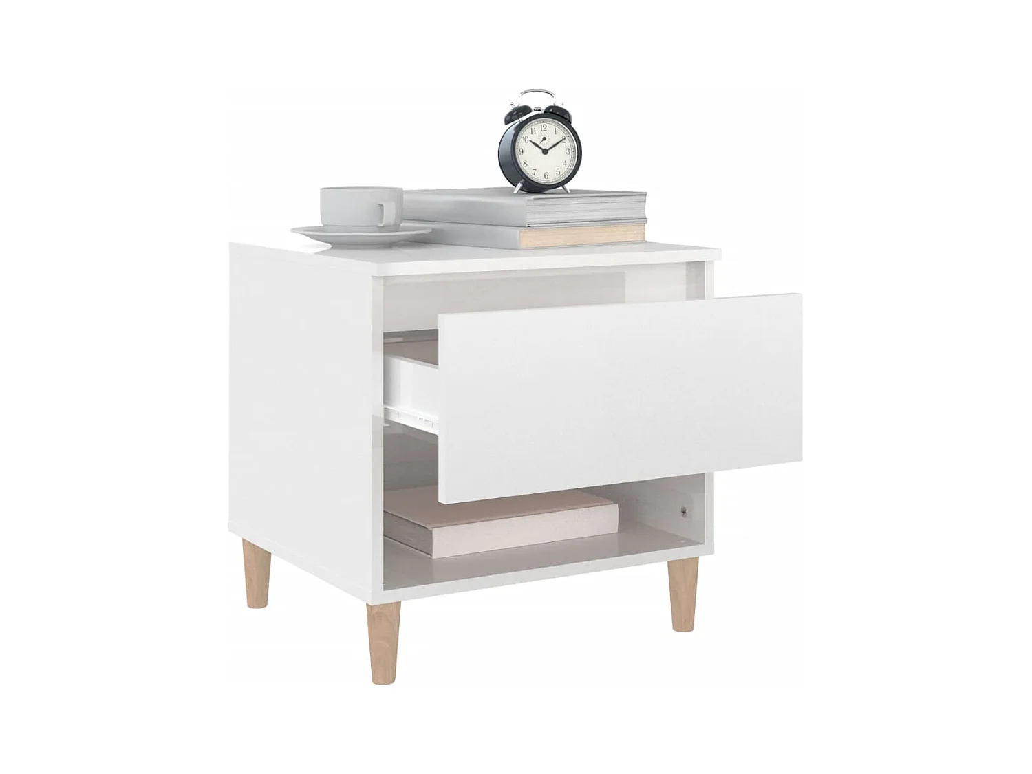 Tables de chevet lot de 2 avec tiroirs Blanc brillant 50x46x50 cm